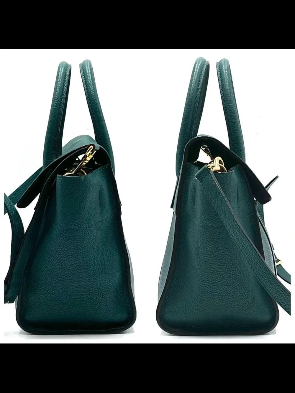 Mulberry Dark Green Leather Satchel with Shoulder Strap